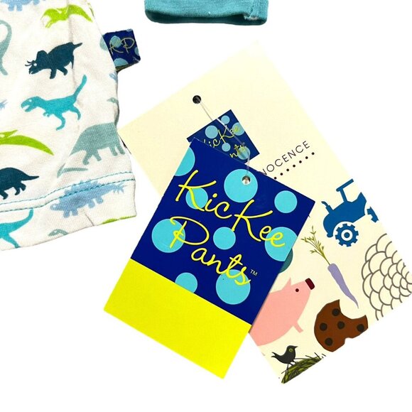 NEW Kickee Pants 12-18m Bamboo Dinosaur Dino Print Layered Polo Shirt - Picture 5 of 7